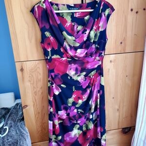 Lauren Ralph Lauren Womens Black Floral Sleeveless Dress Size 6